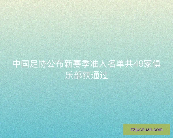 中国足协公布新赛季准入名单共49家俱乐部获通过